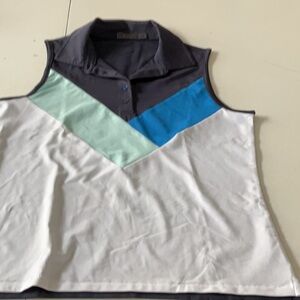 Color Block Sleeveless Polo Shirt